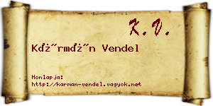 Kármán Vendel névjegykártya